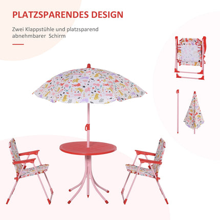 Camping set for children: table, 2 folding chairs and parasol