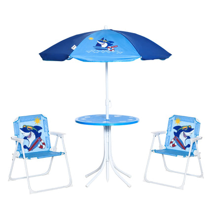 Camping set for children: table, 2 folding chairs and parasol