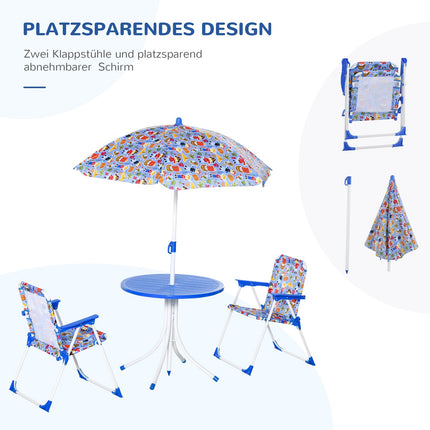 Garden furniture for children - table, 2 chairs, parasol