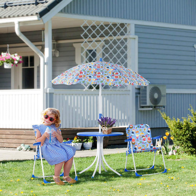 Garden furniture for children - table, 2 chairs, parasol