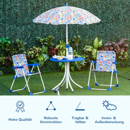 Garden furniture for children - table, 2 chairs, parasol
