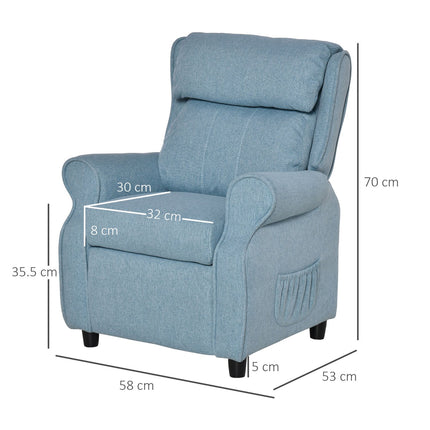 Blue children's sofa with folding seat & footrest, 3-5 years