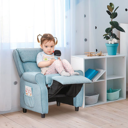 Blue children's sofa with folding seat & footrest, 3-5 years