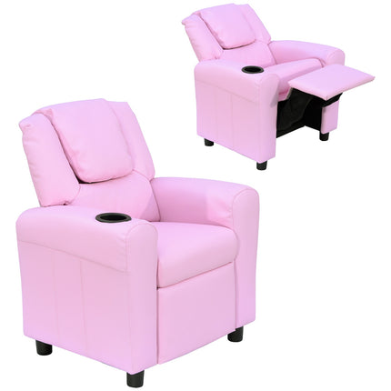 Armchair for children with cup holder, pink armchair for ages 3-6