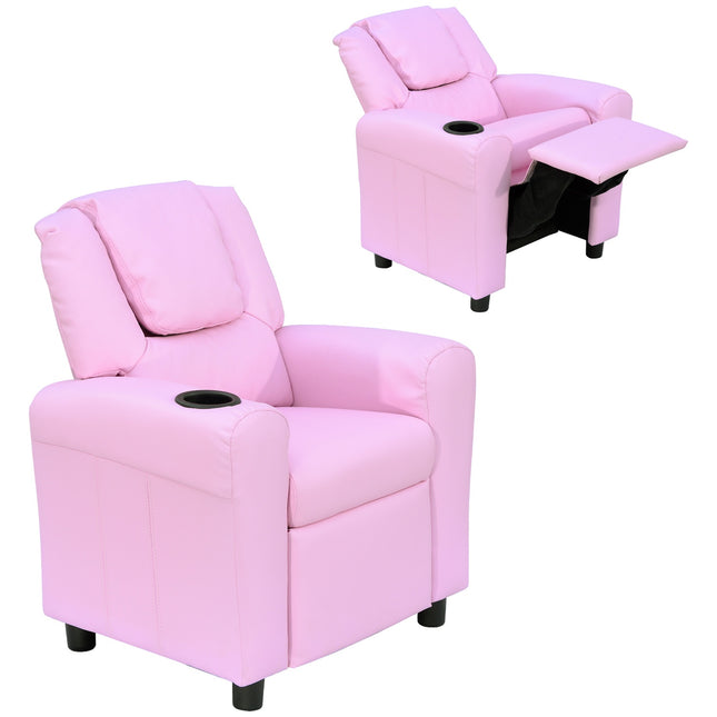 Armchair for children with cup holder, pink armchair for ages 3-6