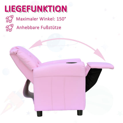 Armchair for children with cup holder, pink armchair for ages 3-6