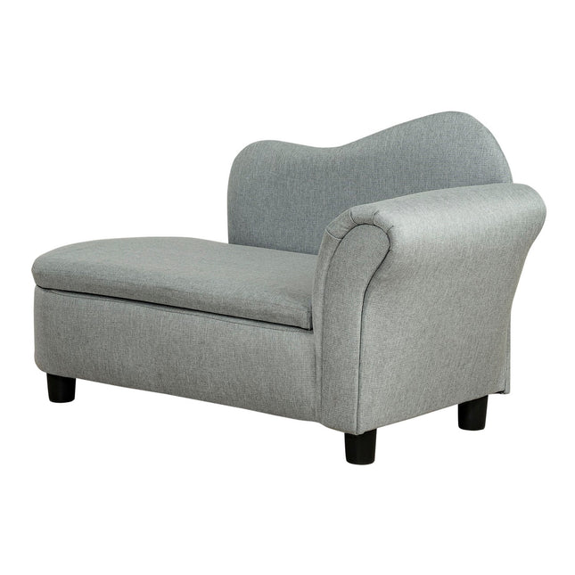 Light gray children's sofa with storage - solid wood, 80x40x49 cm