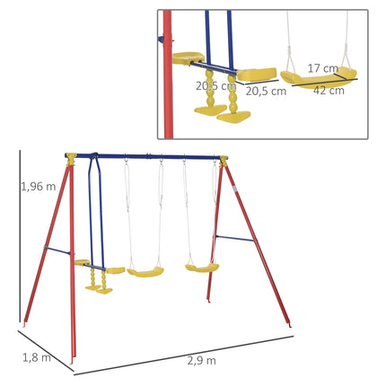 Adjustable children's swing with 2 seats for ages 3-5