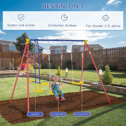 Adjustable children's swing with 2 seats for ages 3-5