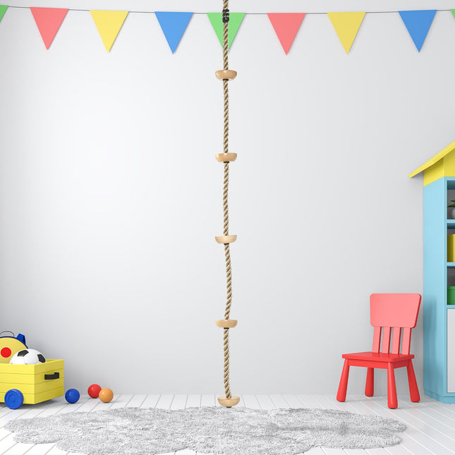 Outdoor climbing rope for children with wooden steps, 2m
