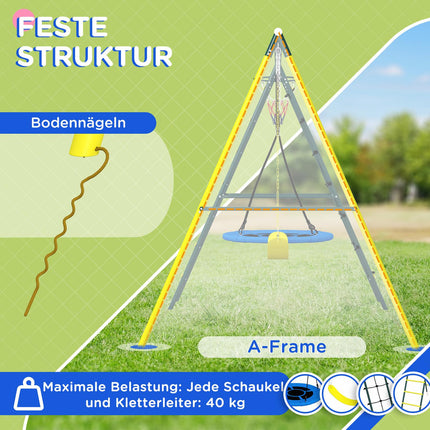 Children's 4-in-1 swing set with bars and ladder, steel