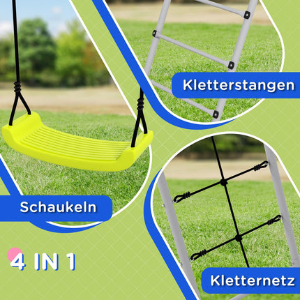 Swing for children with climbing net and ladder - Green