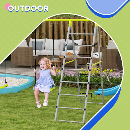 Swing for children with climbing net and ladder - Green