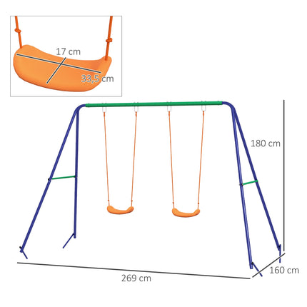 Steel garden swings for two children, 3-8 years, 2.69 m