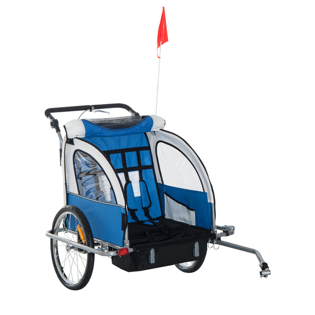 Children's bicycle stroller, blue - rain cover, breathable fabric