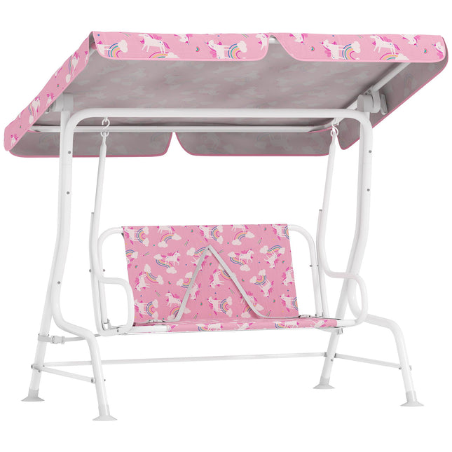 Children's 2-Seater Swing with Adjustable Canopy, Pink