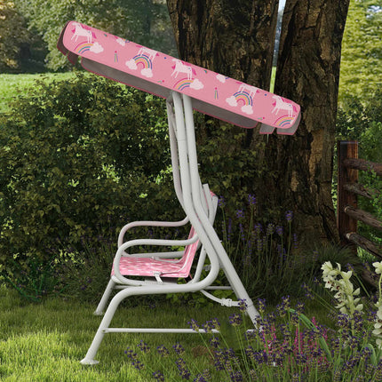 Children's 2-Seater Swing with Adjustable Canopy, Pink