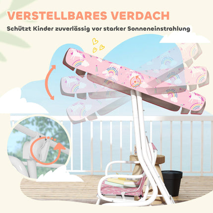 Children's 2-Seater Swing with Adjustable Canopy, Pink