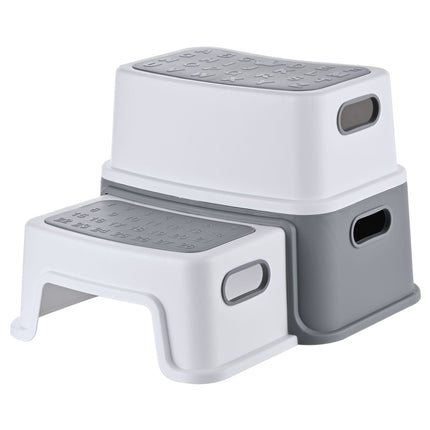 Children's 2-Step Stool, Non-Slip, Grey/White