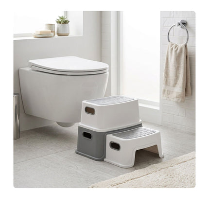Children's 2-Step Stool, Non-Slip, Grey/White