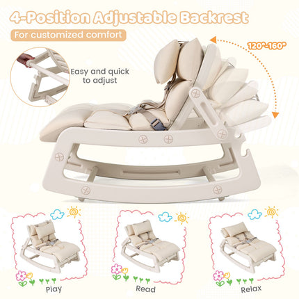 Children's 2-in-1 Rocking Recliner, 4-Position Backrest