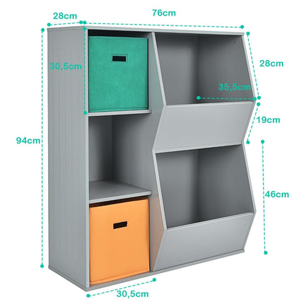 Children's 3-Tier Storage Shelf with 2 Baskets, MDF