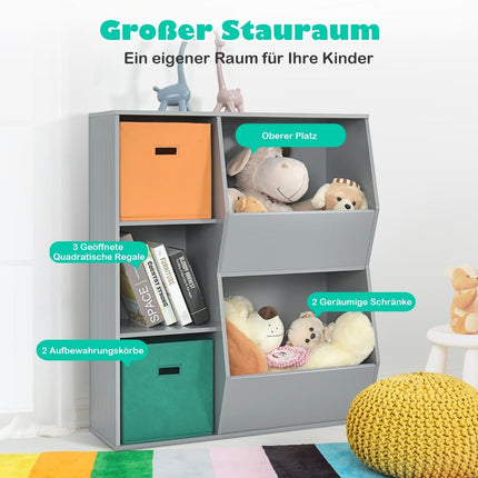 Children's 3-Tier Storage Shelf with 2 Baskets, MDF