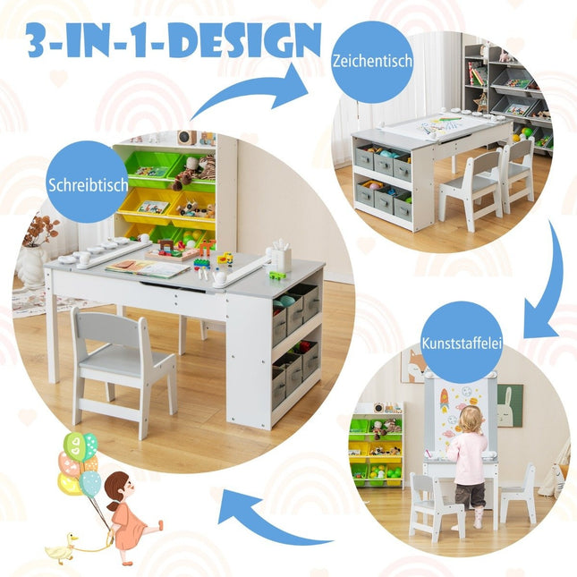 Children's 3-in-1 Activity Table with Easel & Storage