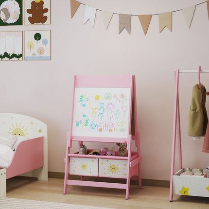 Children's 3-in-1 Easel with Chalkboard, Whiteboard, Pink