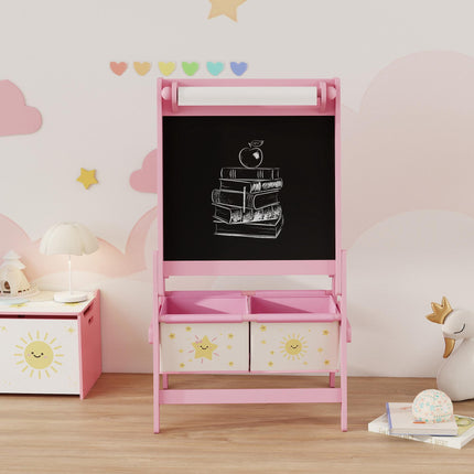 Children's 3-in-1 Easel with Chalkboard, Whiteboard, Pink