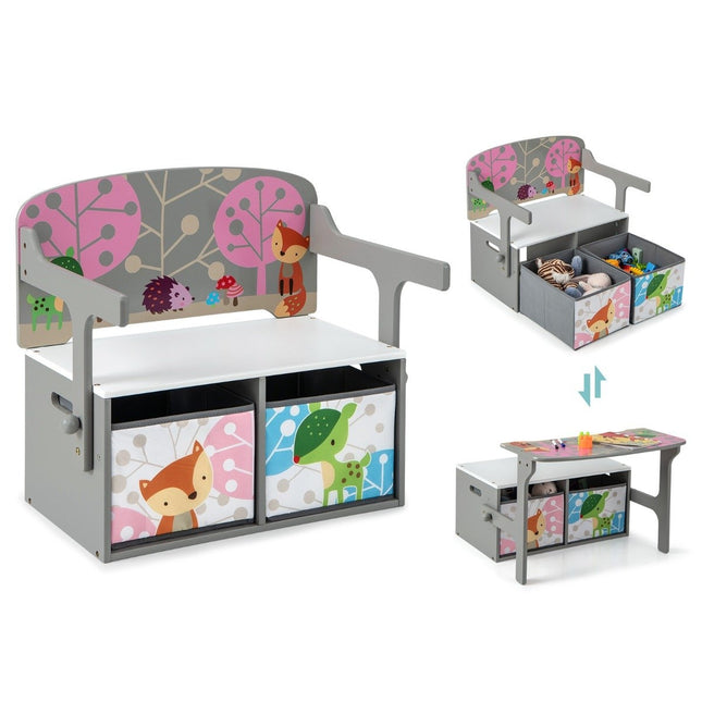Children's 3-in-1 Table & Chair Set with Storage Bins