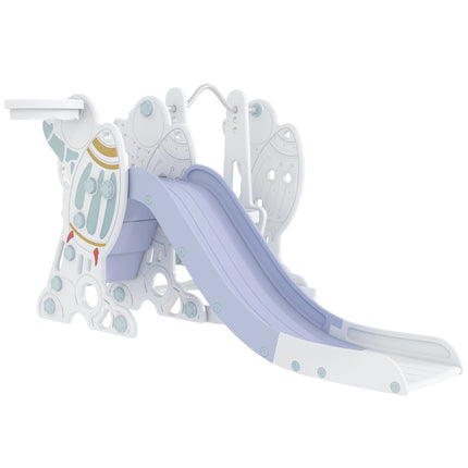 Children's 3-in-1 slide and swing set with basketball hoop