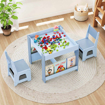 Children's 4-in-1 Table & Chair Set with Chalkboard, Blue