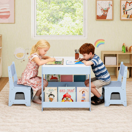Children's 4-in-1 Table & Chair Set with Chalkboard, Blue
