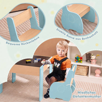 Children's 4-in-1 Wooden Table Set with Chalkboard & Storage