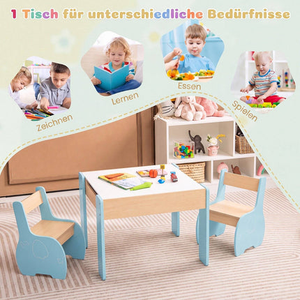Children's 4-in-1 Wooden Table Set with Chalkboard & Storage