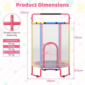 Children's 6-in-1 Trampoline with Safety Net and Swing