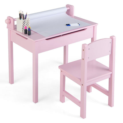 Children's Activity Table Set with Chair, Pink, Storage