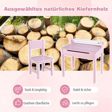 Children's Activity Table Set with Chair, Pink, Storage