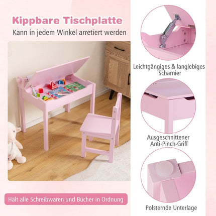 Children's Activity Table Set with Chair, Pink, Storage