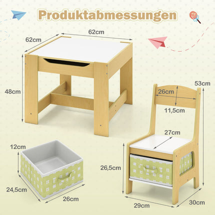 Children's Activity Table Set with Chairs, Green, MDF