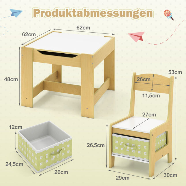 Children's Activity Table Set with Chairs, Green, MDF