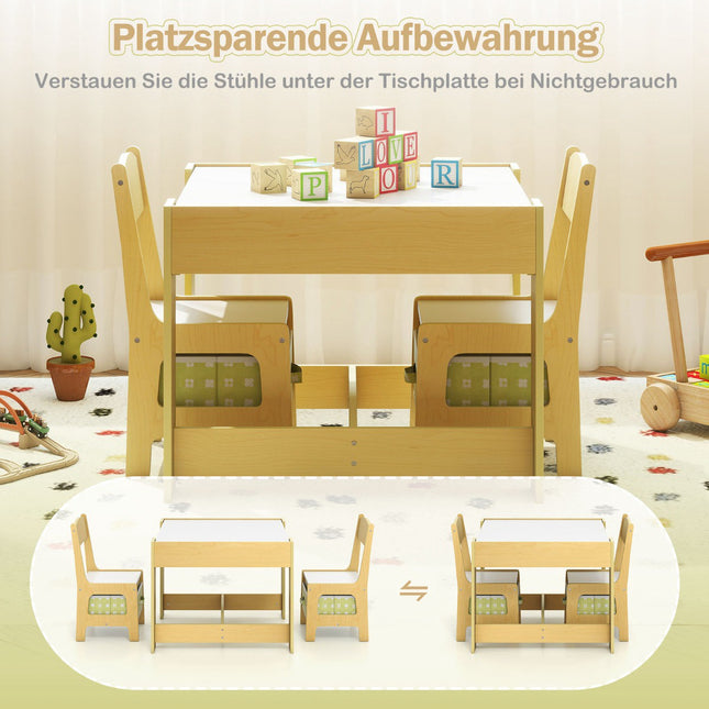 Children's Activity Table Set with Chairs, Green, MDF