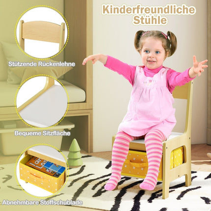 Children's Activity Table Set with Chairs, Yellow, Ages 3+