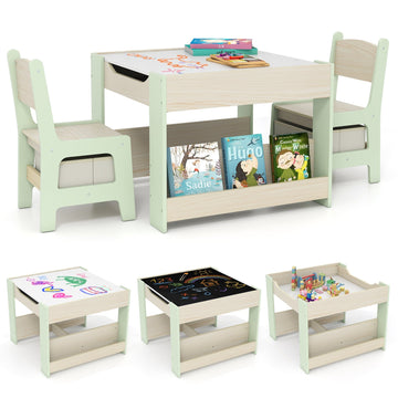 Children's Activity Table Set with Reversible Top & Storage