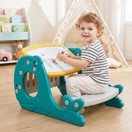 Children's Activity Table with Bench & Adjustable Easel