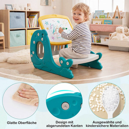 Children's Activity Table with Bench & Adjustable Easel