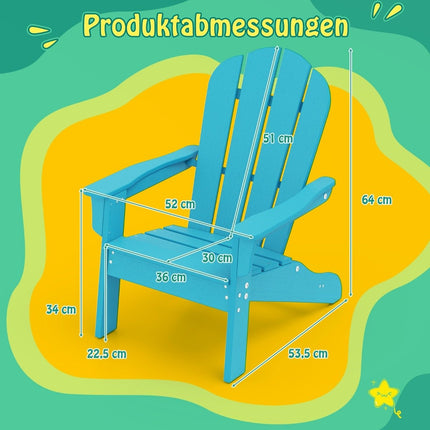 Children's Adirondack Chair, HDPE, Ergonomic Backrest