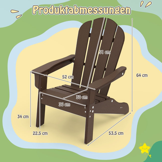 Children's Adirondack Chair, HDPE, Ergonomic Backrest