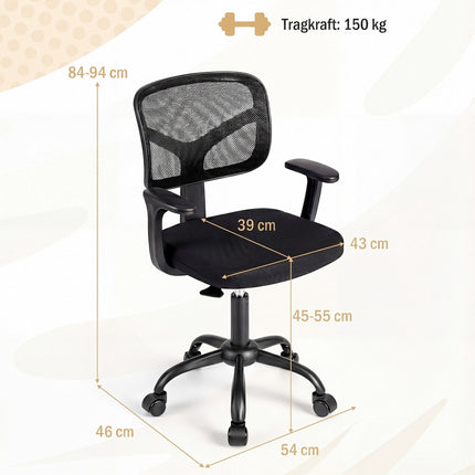 Children's Adjustable Desk Chair with Lumbar Support, Black
